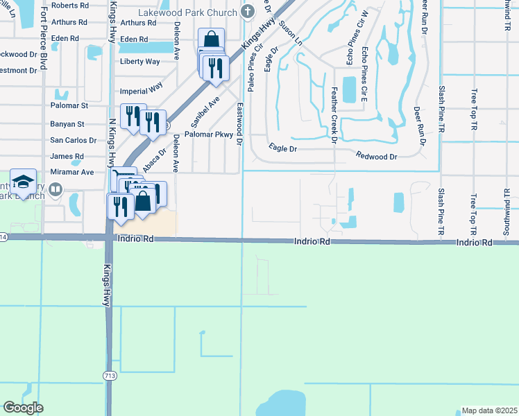 map of restaurants, bars, coffee shops, grocery stores, and more near 4850 Grovers Road in Fort Pierce