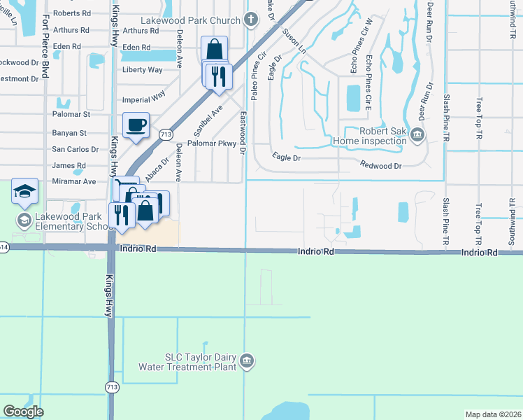 map of restaurants, bars, coffee shops, grocery stores, and more near 4930 Grovers Road in Fort Pierce