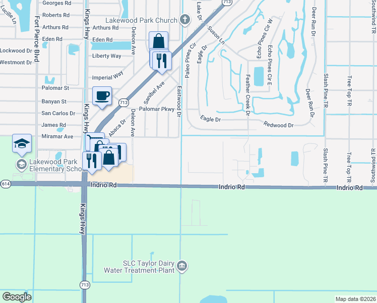 map of restaurants, bars, coffee shops, grocery stores, and more near 4930 Grovers Road in Fort Pierce