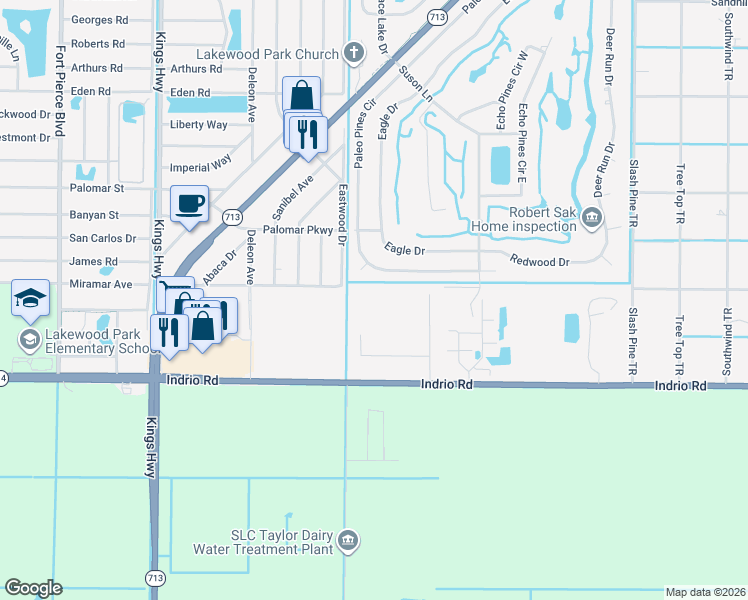 map of restaurants, bars, coffee shops, grocery stores, and more near 4930 Grovers Road in Fort Pierce