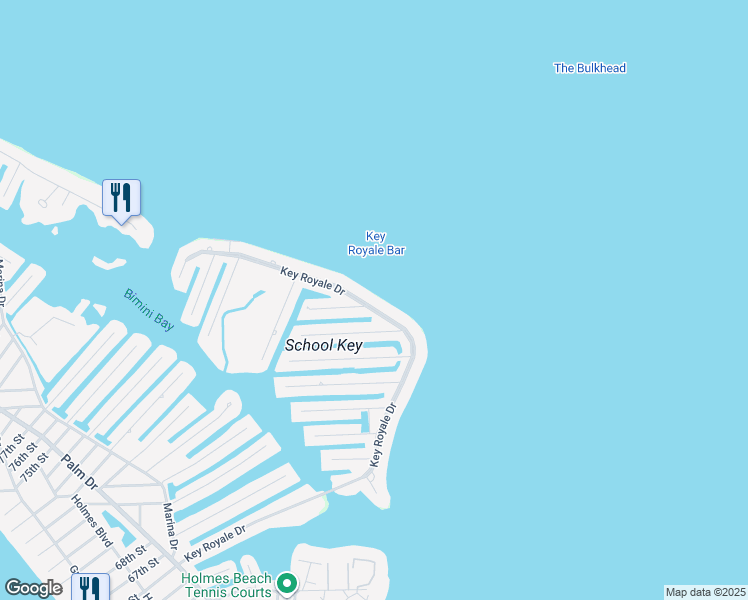 map of restaurants, bars, coffee shops, grocery stores, and more near 669 Key Royale Drive in Holmes Beach