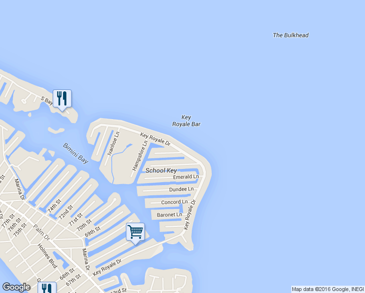 map of restaurants, bars, coffee shops, grocery stores, and more near 669 Key Royale Drive in Holmes Beach