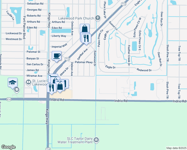 map of restaurants, bars, coffee shops, grocery stores, and more near 5004 Killarney Avenue in Fort Pierce