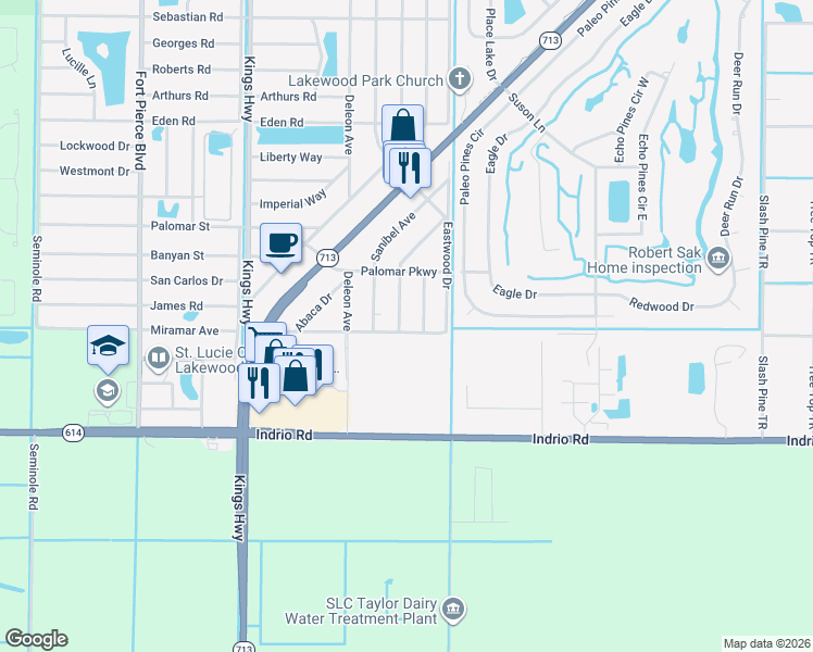 map of restaurants, bars, coffee shops, grocery stores, and more near 6702 Miramar Avenue in Fort Pierce