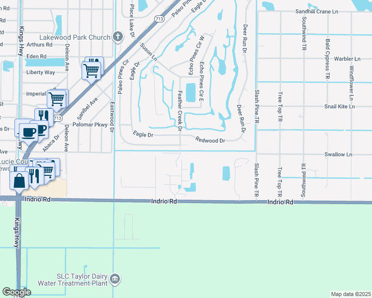 map of restaurants, bars, coffee shops, grocery stores, and more near 4501 Paleo Pines Circle in Fort Pierce