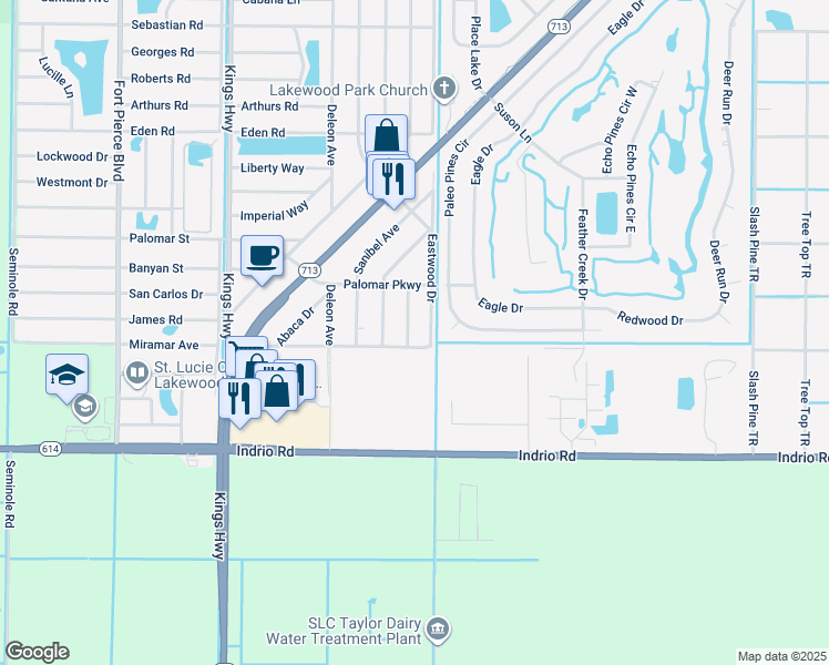 map of restaurants, bars, coffee shops, grocery stores, and more near 5004 Killarney Avenue in Fort Pierce