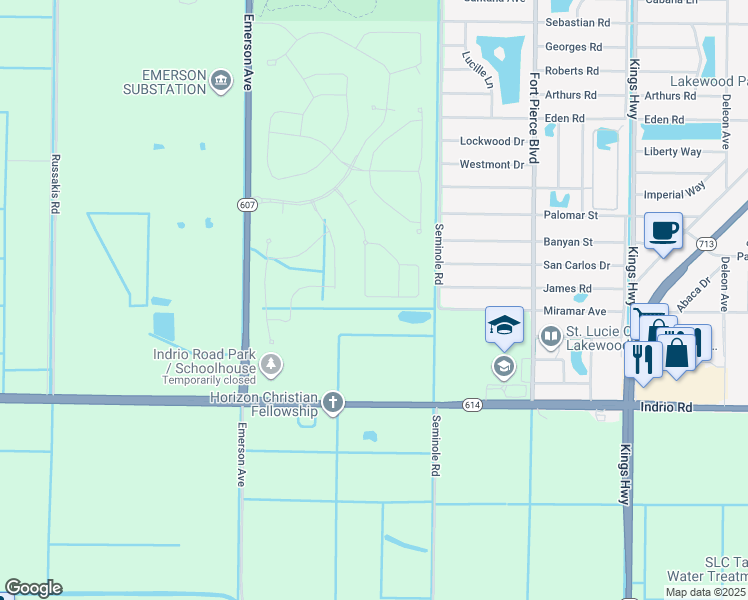 map of restaurants, bars, coffee shops, grocery stores, and more near 5101 Armina Place in Fort Pierce
