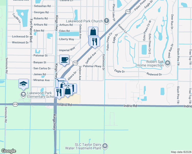 map of restaurants, bars, coffee shops, grocery stores, and more near 5003 Killarney Avenue in Fort Pierce