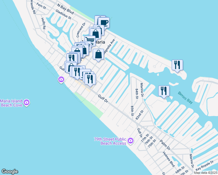 map of restaurants, bars, coffee shops, grocery stores, and more near 218 Chilson Avenue in Anna Maria