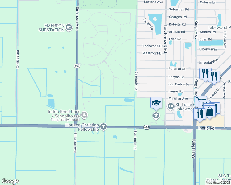 map of restaurants, bars, coffee shops, grocery stores, and more near 5101 Armina Place in Fort Pierce