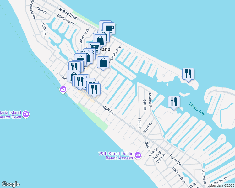 map of restaurants, bars, coffee shops, grocery stores, and more near 218 Chilson Avenue in Anna Maria