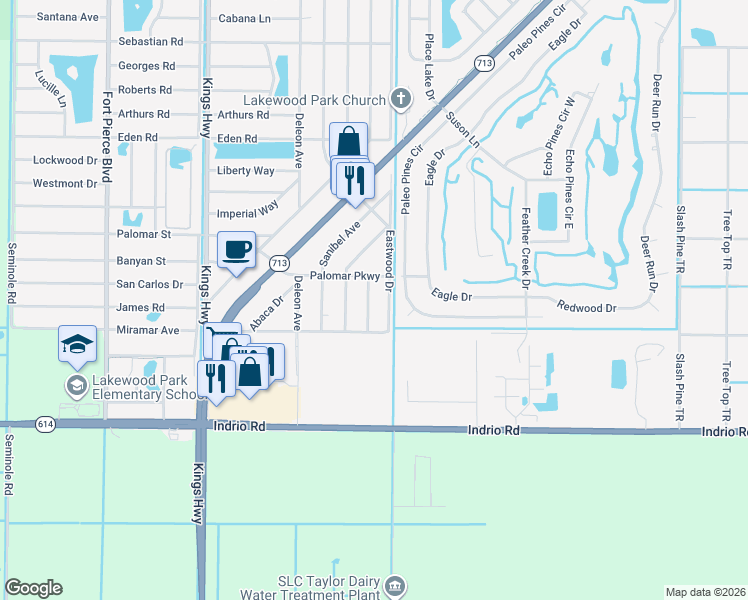 map of restaurants, bars, coffee shops, grocery stores, and more near 5010 Killarney Avenue in Fort Pierce