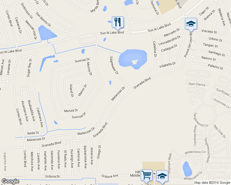 map of restaurants, bars, coffee shops, grocery stores, and more near 5560 Matanzas Drive in Sebring