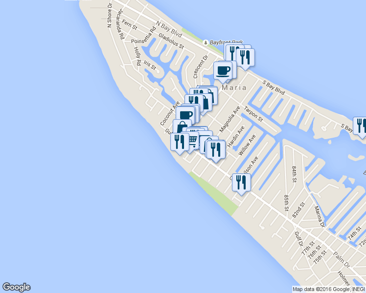map of restaurants, bars, coffee shops, grocery stores, and more near 111 Pine Avenue in Anna Maria