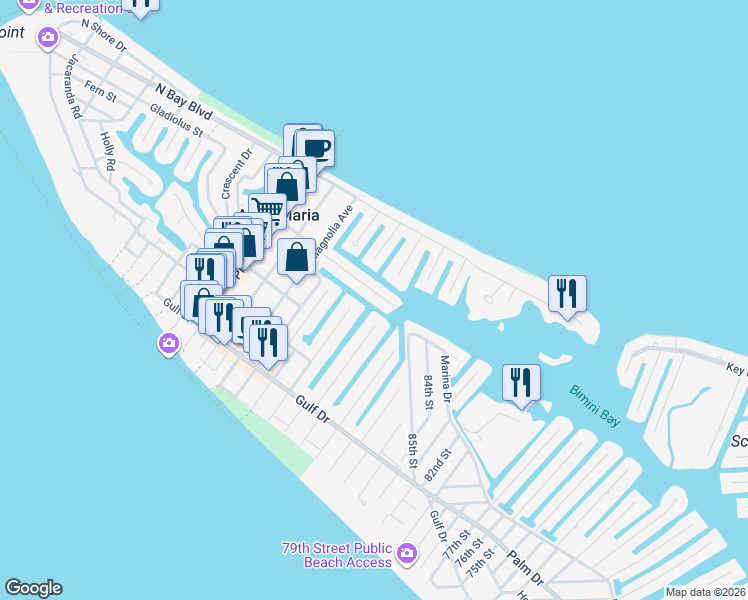 map of restaurants, bars, coffee shops, grocery stores, and more near 327 Tarpon Street in Anna Maria
