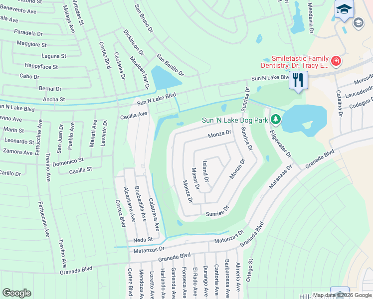 map of restaurants, bars, coffee shops, grocery stores, and more near 2709 Monza Drive in Sebring