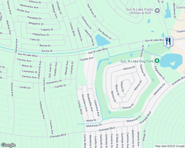 map of restaurants, bars, coffee shops, grocery stores, and more near 5020 Calatrava Avenue in Sebring