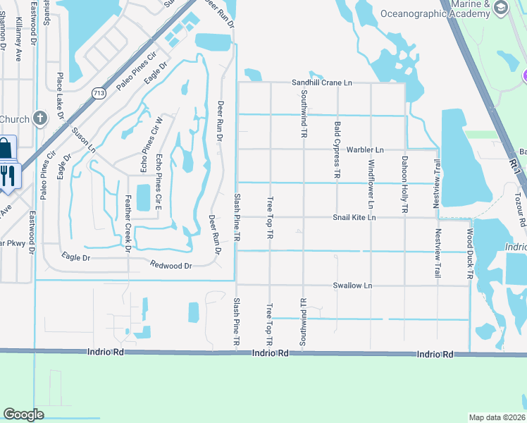map of restaurants, bars, coffee shops, grocery stores, and more near 5201 Tree Top TR in Fort Pierce