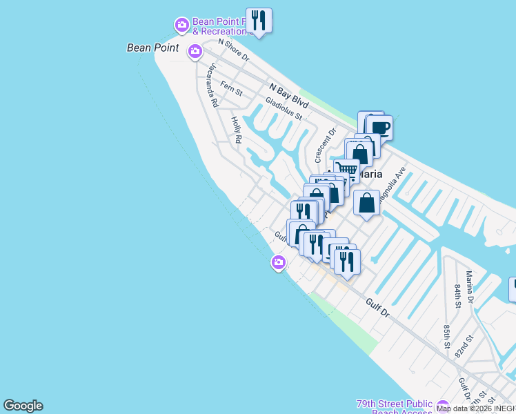 map of restaurants, bars, coffee shops, grocery stores, and more near 203 Spruce Avenue in Anna Maria
