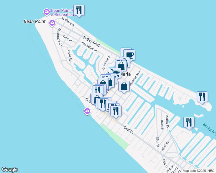 map of restaurants, bars, coffee shops, grocery stores, and more near 402 Pine Avenue in Anna Maria