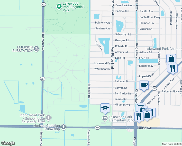 map of restaurants, bars, coffee shops, grocery stores, and more near 8008 Lakeside Way in Fort Pierce
