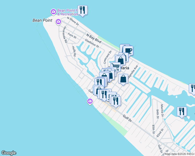 map of restaurants, bars, coffee shops, grocery stores, and more near 113 Los Codros Drive in Anna Maria