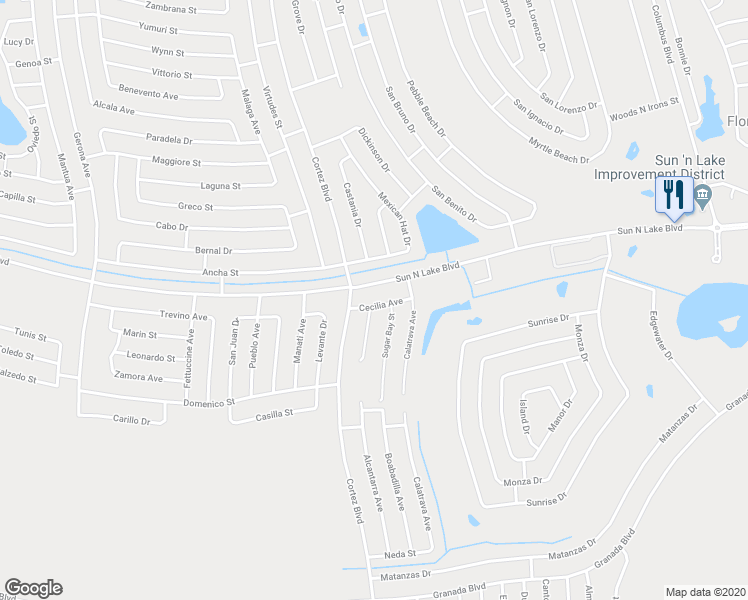 map of restaurants, bars, coffee shops, grocery stores, and more near 6938 Cecilia Avenue in Sebring