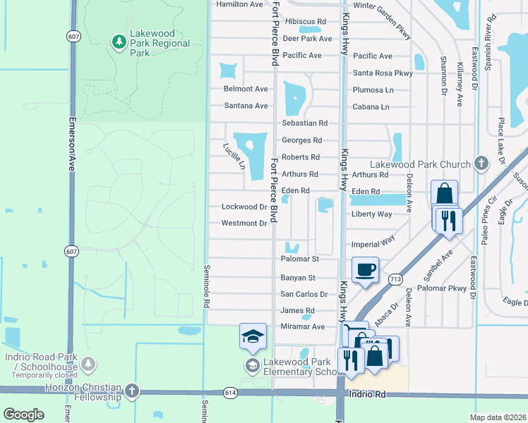 map of restaurants, bars, coffee shops, grocery stores, and more near 7703 Lockwood Drive in Fort Pierce