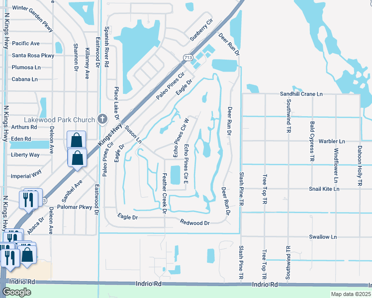 map of restaurants, bars, coffee shops, grocery stores, and more near 5311 Echo Pines Circle East in Fort Pierce