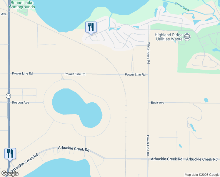 map of restaurants, bars, coffee shops, grocery stores, and more near 3163 Powerline Road in Sebring