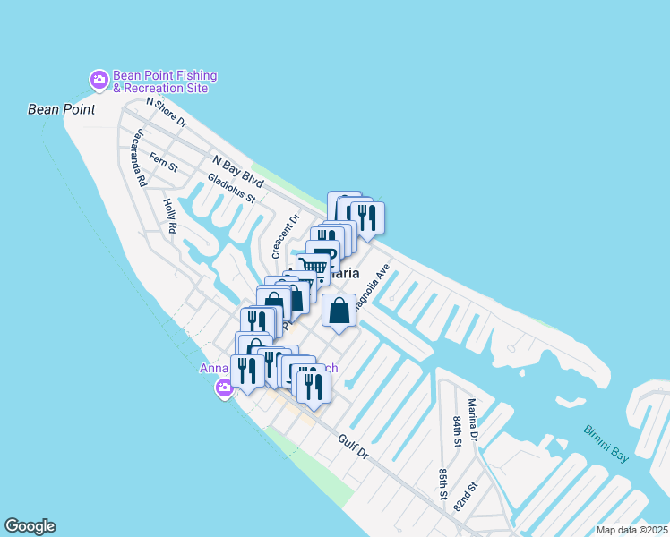 map of restaurants, bars, coffee shops, grocery stores, and more near 507 Pine Avenue in Anna Maria