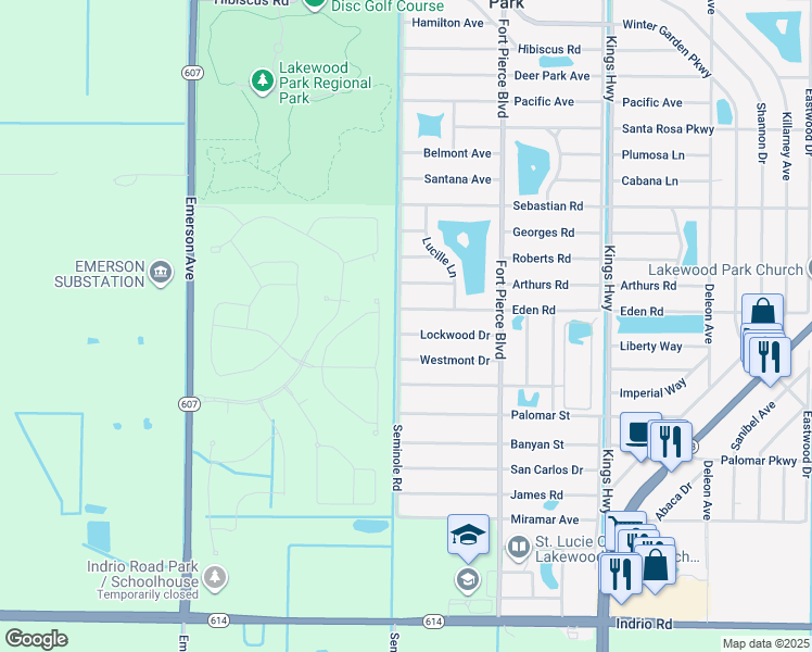 map of restaurants, bars, coffee shops, grocery stores, and more near 8008 Lockwood Drive in Fort Pierce