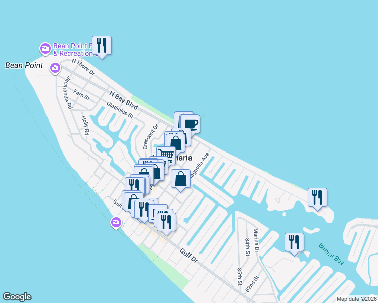 map of restaurants, bars, coffee shops, grocery stores, and more near 508 Spring Avenue in Anna Maria