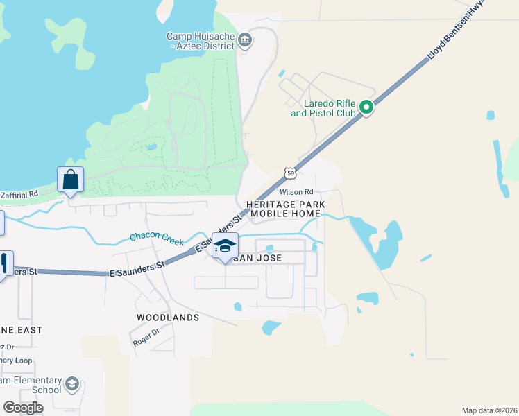 map of restaurants, bars, coffee shops, grocery stores, and more near 705 Independence Drive in Laredo