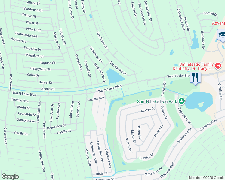 map of restaurants, bars, coffee shops, grocery stores, and more near 6627 Sun North Lake Boulevard in Sebring