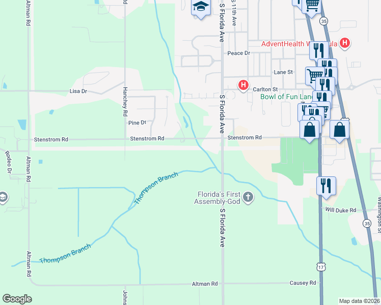 map of restaurants, bars, coffee shops, grocery stores, and more near 987 Stenstrom Road in Wauchula