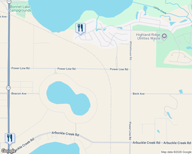 map of restaurants, bars, coffee shops, grocery stores, and more near 3157 Power Line Road in Sebring