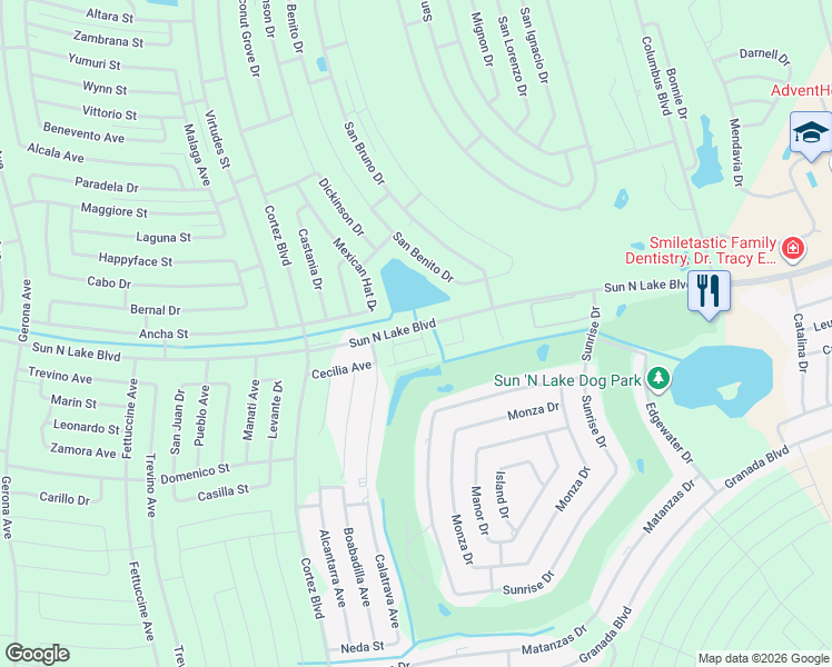 map of restaurants, bars, coffee shops, grocery stores, and more near 6606 Sun N Lake Boulevard in Sebring