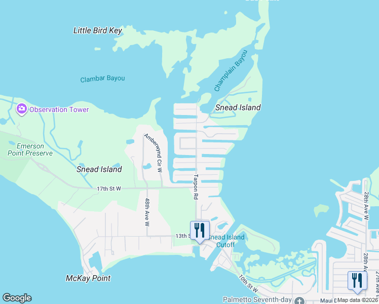 map of restaurants, bars, coffee shops, grocery stores, and more near 4337 Pompano Lane in Palmetto