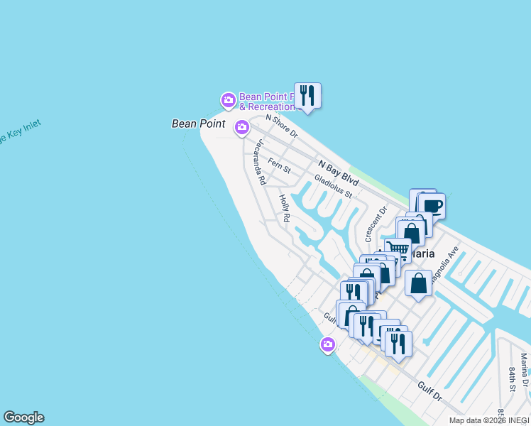 map of restaurants, bars, coffee shops, grocery stores, and more near 760 Jacaranda Road in Anna Maria