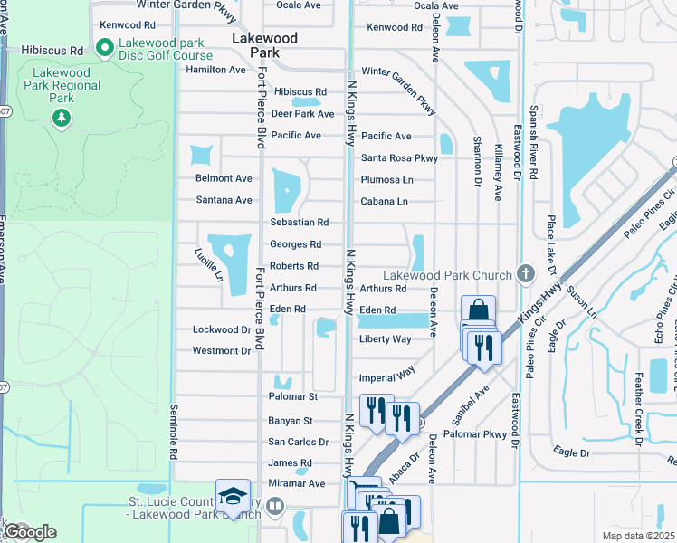 map of restaurants, bars, coffee shops, grocery stores, and more near 5413 Green Dolphin Street in Fort Pierce