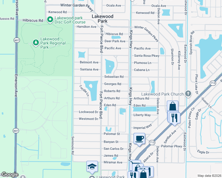 map of restaurants, bars, coffee shops, grocery stores, and more near 7508 Roberts Road in Fort Pierce