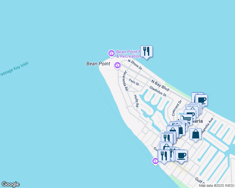 map of restaurants, bars, coffee shops, grocery stores, and more near 763 North Shore Drive in Anna Maria