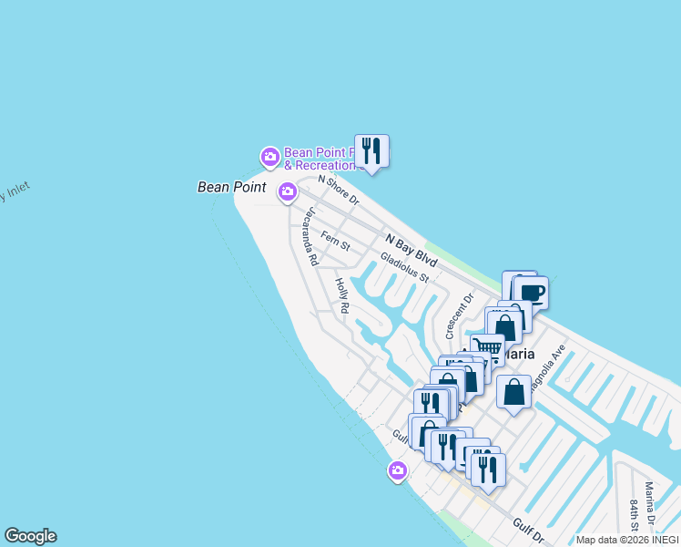 map of restaurants, bars, coffee shops, grocery stores, and more near 760 Jacaranda Road in Anna Maria