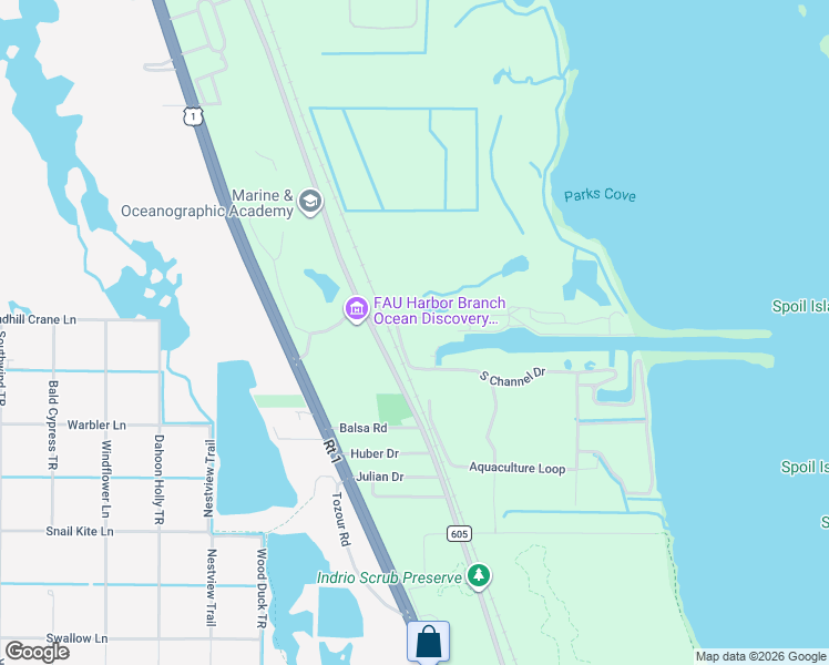 map of restaurants, bars, coffee shops, grocery stores, and more near 5600 Old Dixie Highway in Fort Pierce