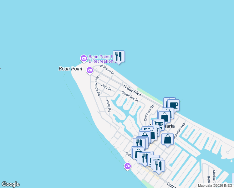 map of restaurants, bars, coffee shops, grocery stores, and more near 602 Fern Street in Anna Maria