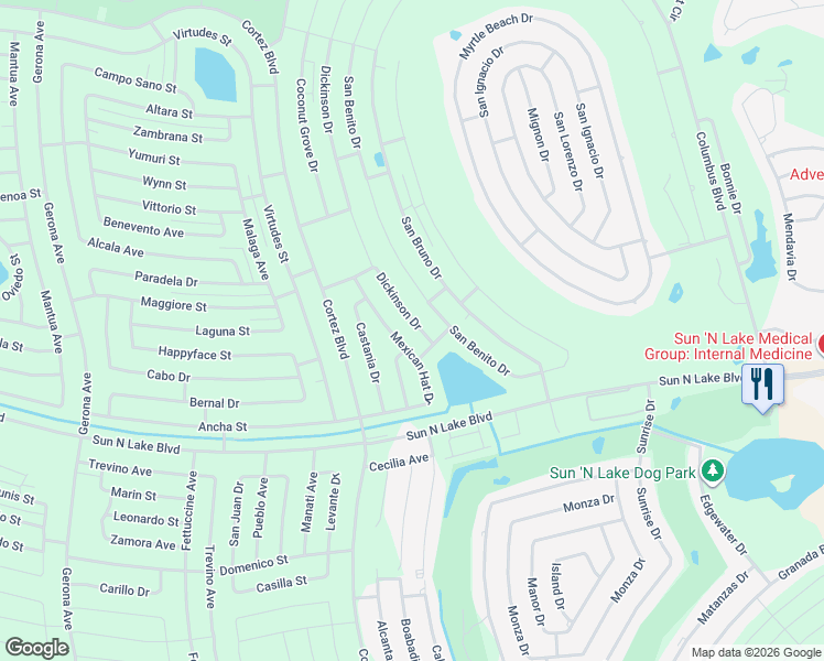 map of restaurants, bars, coffee shops, grocery stores, and more near 6980 San Benito Dr in Sebring