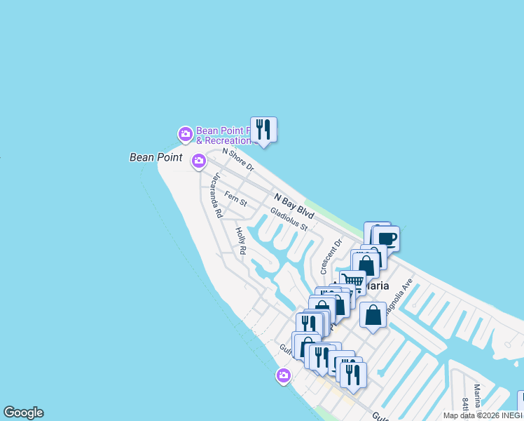 map of restaurants, bars, coffee shops, grocery stores, and more near 602 Fern Street in Anna Maria