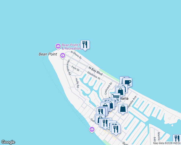 map of restaurants, bars, coffee shops, grocery stores, and more near 262 Gladiolus Street in Anna Maria