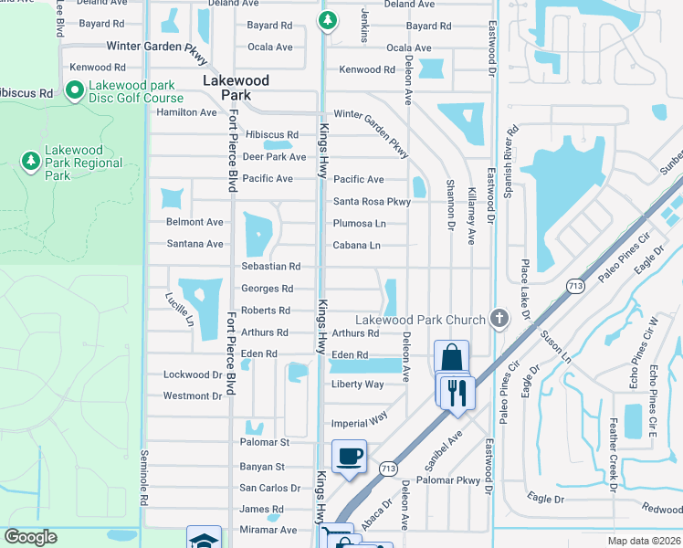 map of restaurants, bars, coffee shops, grocery stores, and more near 7105 Sebastian Road in Fort Pierce